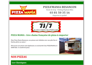 snapshot du site pizzamania-besancon.com